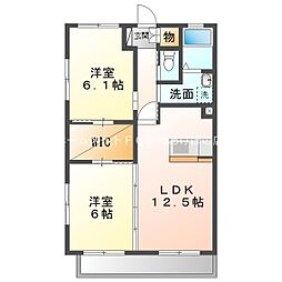ボヌール 3階2LDKの間取り