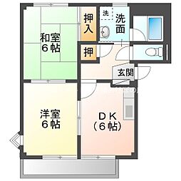 Surplus JUVE 1階2DKの間取り
