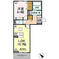 ハイ　サリックス 1階1LDKの間取り
