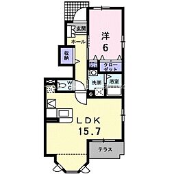 Fiore.Placido蘭 1階1LDKの間取り