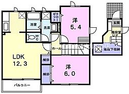 ガーデン・パーク 2階2LDKの間取り