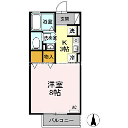 パークハウス南牛川 1階1Kの間取り