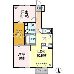 サンドリーム 1階2LDKの間取り