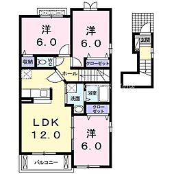 ソレイユ　イースト 2階3LDKの間取り