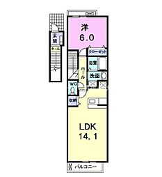 GLORY蘭 2階1LDKの間取り