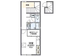 レオパレス福井II 2階1Kの間取り