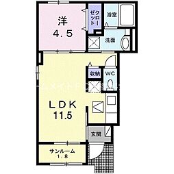 レジデンス北岩田2 1LDKの間取図画像