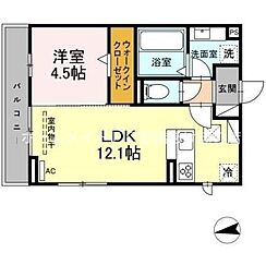 D-square湊町 1LDKの間取図画像