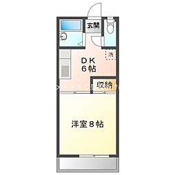 サニーハイツ童夢 1DKの間取図画像