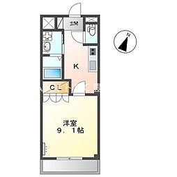 グランシャリオ一色 1Kの間取図画像