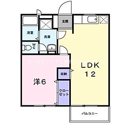 オリンポスヒルズ1 1LDKの間取図画像