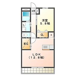 ベルヴェール2 1LDKの間取図画像