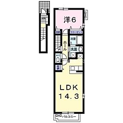 リベーラB 1LDKの間取図画像