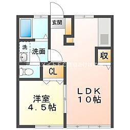 コーポ鈴森A 1LDKの間取図画像
