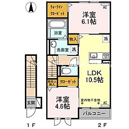 コンフォール西小鷹野 2LDKの間取図画像
