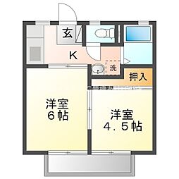 ライブ南瓦153 2Kの間取図画像