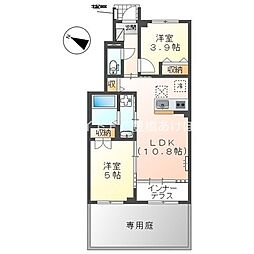 ボスコ三本木 2LDKの間取図画像