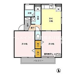 サンハイム一色D 2DKの間取図画像