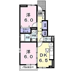 ル・シアン2 2DKの間取図画像