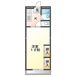 マンションツツジ 1Kの間取図画像