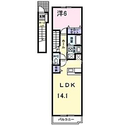 パークイースト-2 1LDKの間取図画像