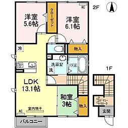 庵壱番館 3LDKの間取図画像