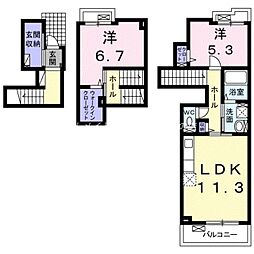 カーサフィオーレD 2LDKの間取図画像