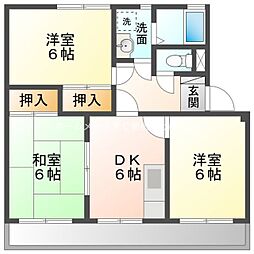 シティナカヤマA 3DKの間取図画像