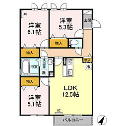 ミルキーウェイ 3LDKの間取図画像