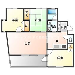 ウエスト2 3LDKの間取図画像