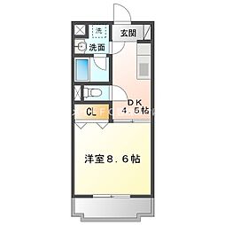 クレアール2 1DKの間取図画像