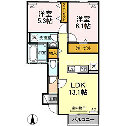 ロワジール多米 2LDKの間取図画像
