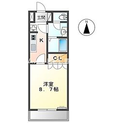 イーストヒルズ田原2 1Kの間取図画像