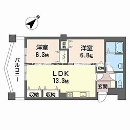 バーリヒルズ 2LDKの間取図画像