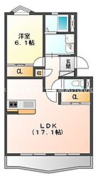 堂坂マンション 1LDKの間取図画像