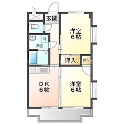 クレール壱番館 2DKの間取図画像
