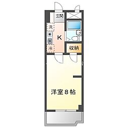 ユトリロ八通 1Kの間取図画像
