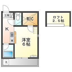 セザンヌ多米 ワンルームの間取図画像