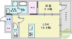Alivis三国本町 1LDKの間取図画像