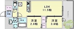 スプランディッド大阪EAST 2LDKの間取図画像