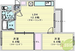 パティオ小松 2LDKの間取図画像