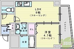サンレムート新大阪east2 1DKの間取図画像