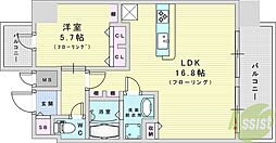 スプランディッド十三本町 1LDKの間取図画像