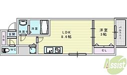 セレニテ新大阪 1LDKの間取図画像