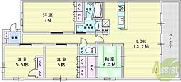 ブランズシティ上新庄 4LDKの間取図画像