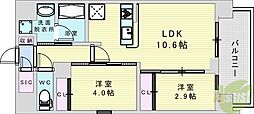 シーズンフラッツ新大阪SOUTH 2LDKの間取図画像