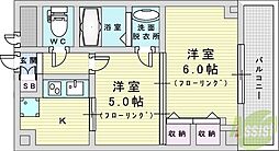 ハイツ新和 2Kの間取図画像