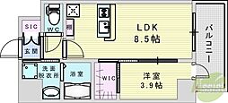 エステムコート新大阪17ベイス 1LDKの間取図画像