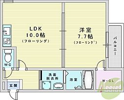 フジパレス井高野5番館 1LDKの間取図画像