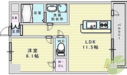 S-RESIDENCE新大阪駅前 1LDKの間取図画像